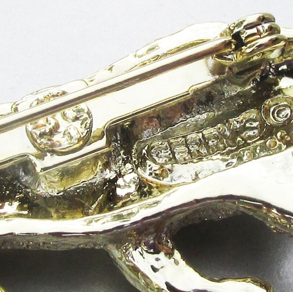 signed GERRYs leopard kitty gold tone vintage cat brooch - Picture 3 of 5